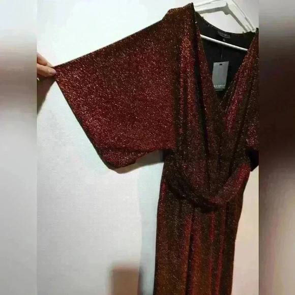 Eloquii Kimono Sleeve Midi Dress Stretch Metallic Gold Plus Size 14 16 NWT - Picture 5 of 8